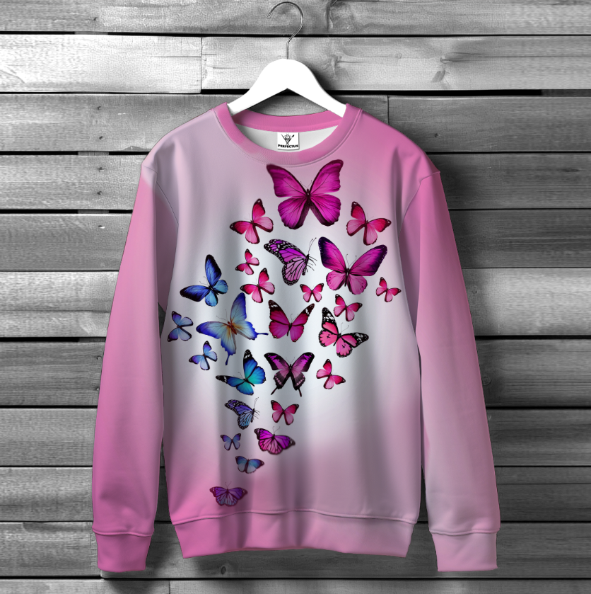 Світшот Рожевий з метеликами ВСІ Розміри Преміум тканина