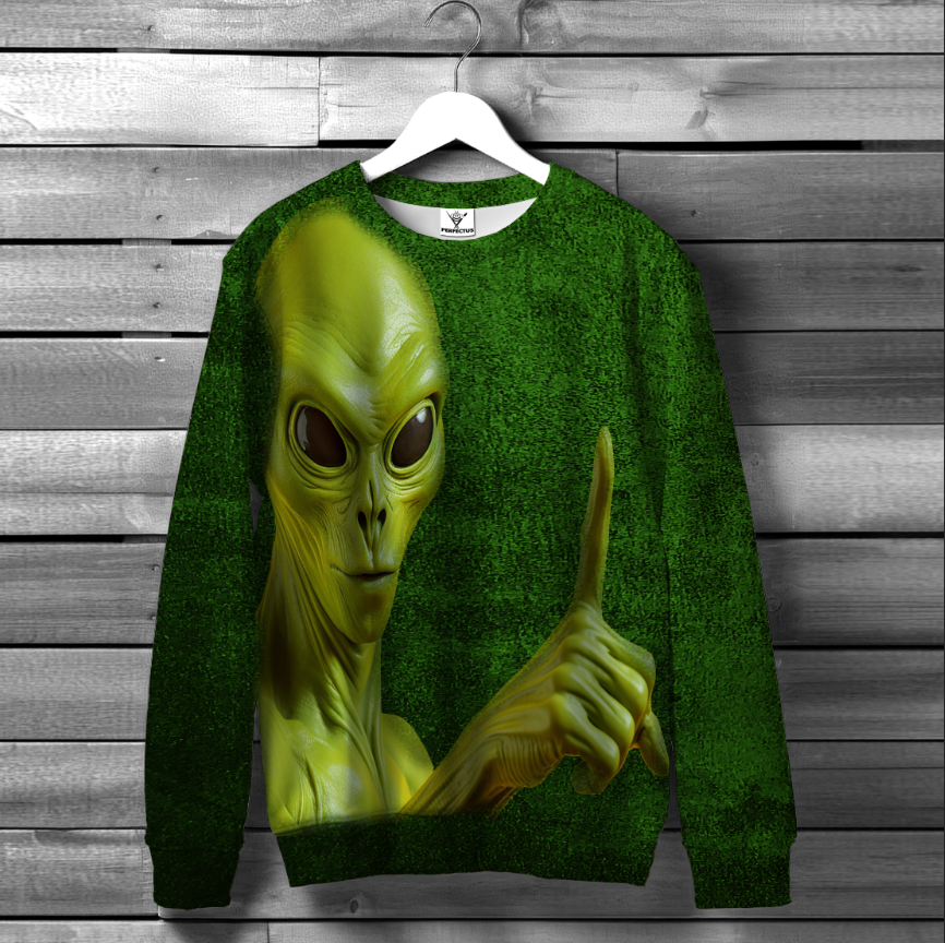 Світшот Прикольний прибулець робить жест пальцем НЛО ВСІ Розміри Преміум тканина