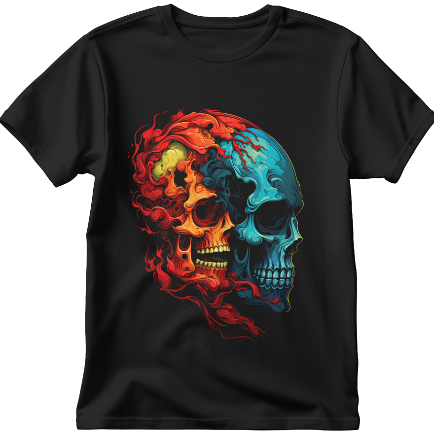 Футболка Черепа барвисті готика абстракція фарб потіки унісекс ВСІ розміри Преміум тканина