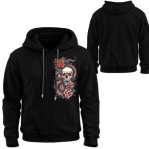 Худі на блискавці Череп змія квіти ВСІ Розміри Преміум тканина