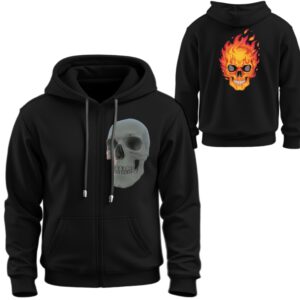 Худі на блискавці Черепа готика вогняний череп ВСІ Розміри Преміум тканина