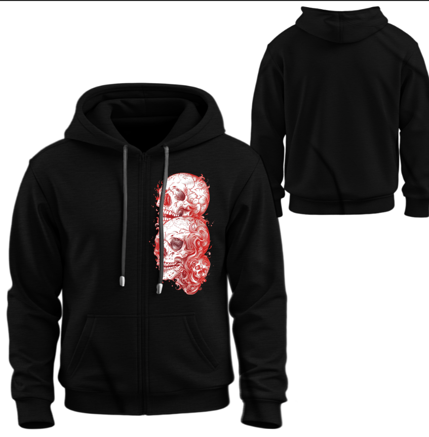 Худі на блискавці Червоні черепа візерунки ВСІ Розміри Преміум тканина