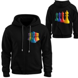 Худі на блискавці Фігури шахів барвисті шахи ВСІ Розміри Преміум тканина
