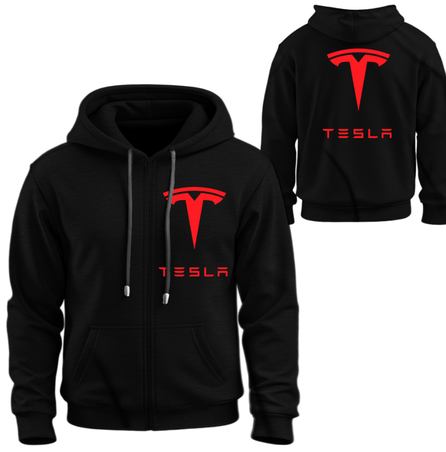Худі на блискавці Тесла лого емблема авто ВСІ Розміри Преміум тканина