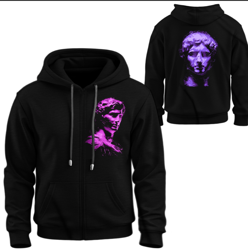 Худі на блискавці Статуя погруддя Давида арт неон ВСІ Розміри Преміум тканина