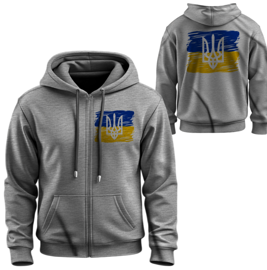 Худі на блискавці Прапор герб України тризуб 2 ВСІ Розміри Преміум тканина