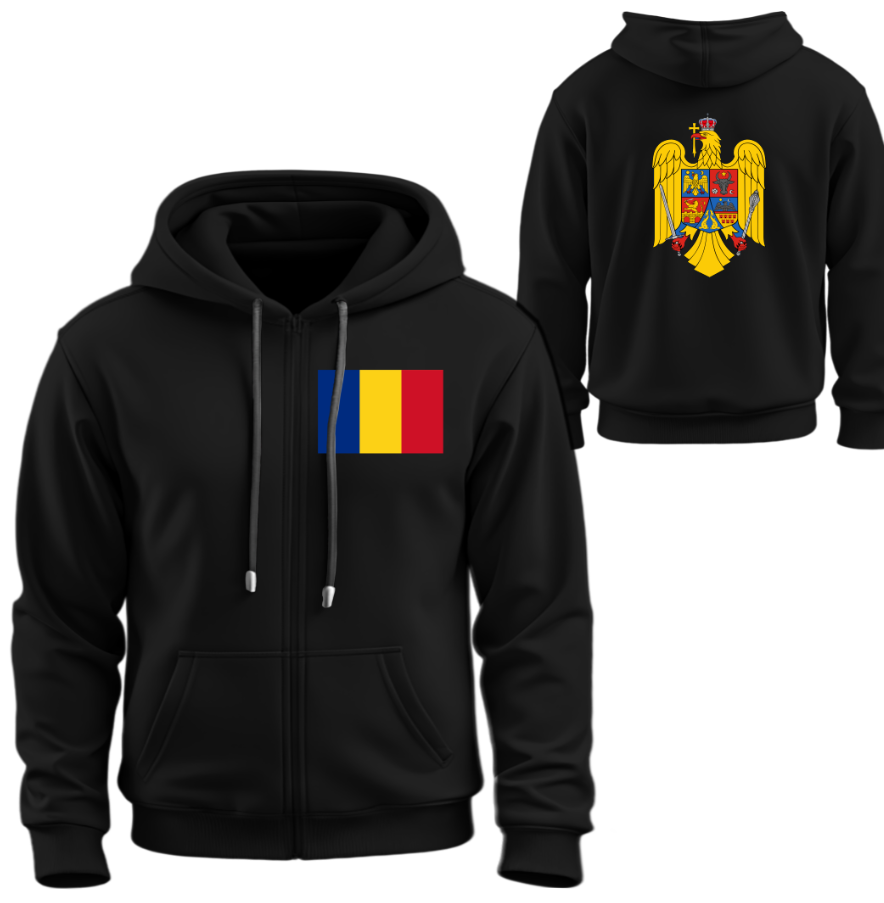 Худі на блискавці Прапор герб Румунії ВСІ Розміри Преміум тканина