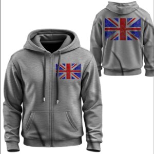 Худі на блискавці Прапор Великої Британії ВСІ Розміри Преміум тканина