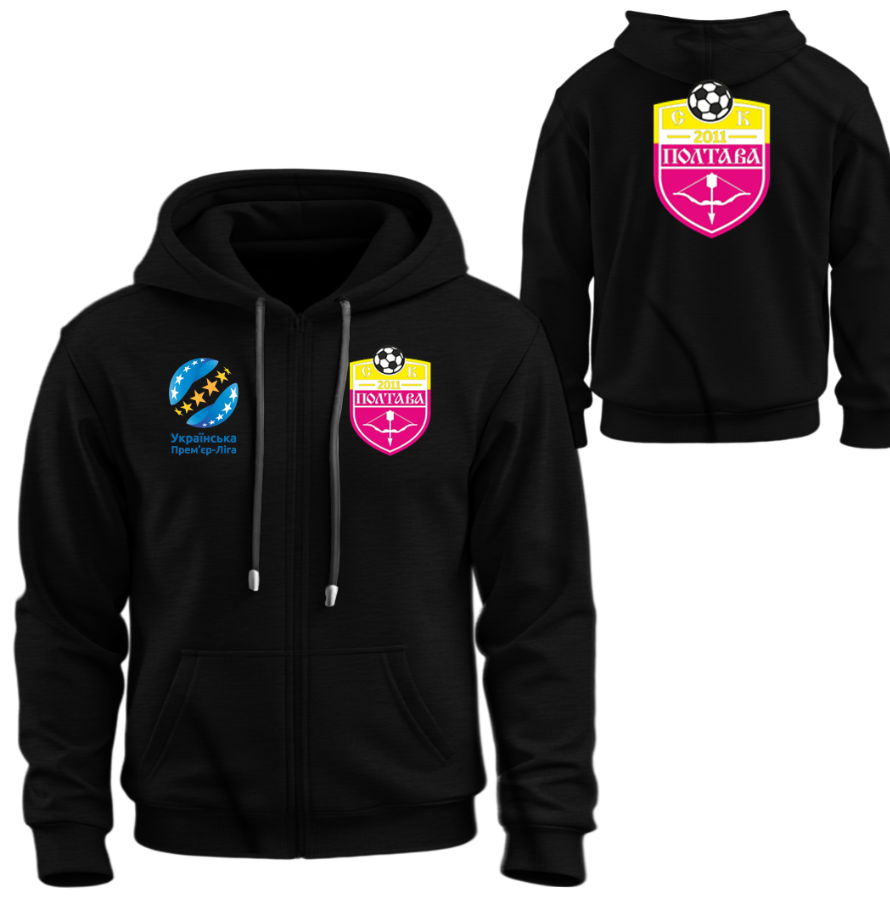 Худі на блискавці Полтава футбол клуб УПЛ ліга лого емблема ВСІ Розміри Преміум тканина