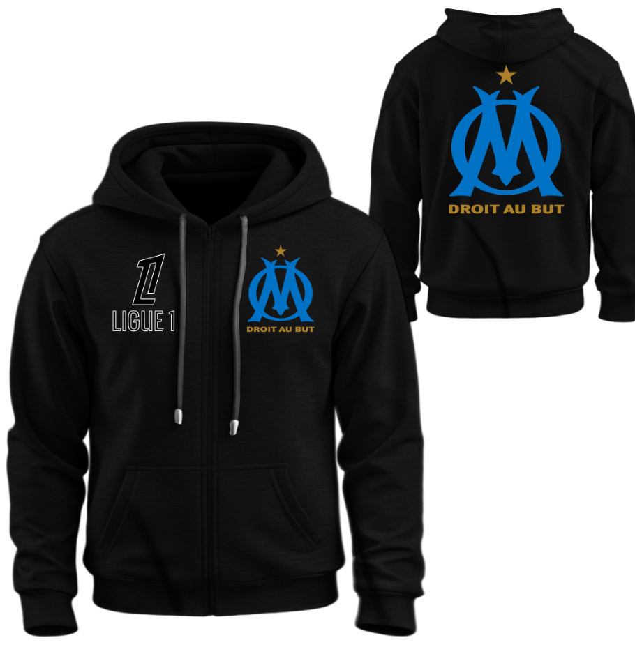 Худі на блискавці Олімпік Марсель клуб футбол Чемпіонат Франції лого емблема ВСІ Розміри Преміум тканина