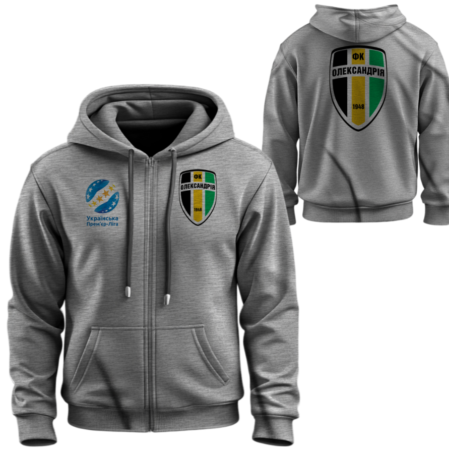Худі на блискавці Олександрія футбол клуб УПЛ ліга лого емблема ВСІ Розміри Преміум тканина
