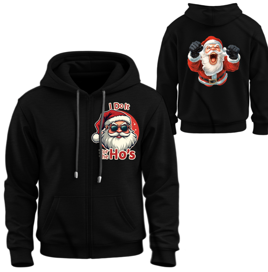 Худі на блискавці Новорічний різдвяний Санта прикол ВСІ Розміри Преміум тканина