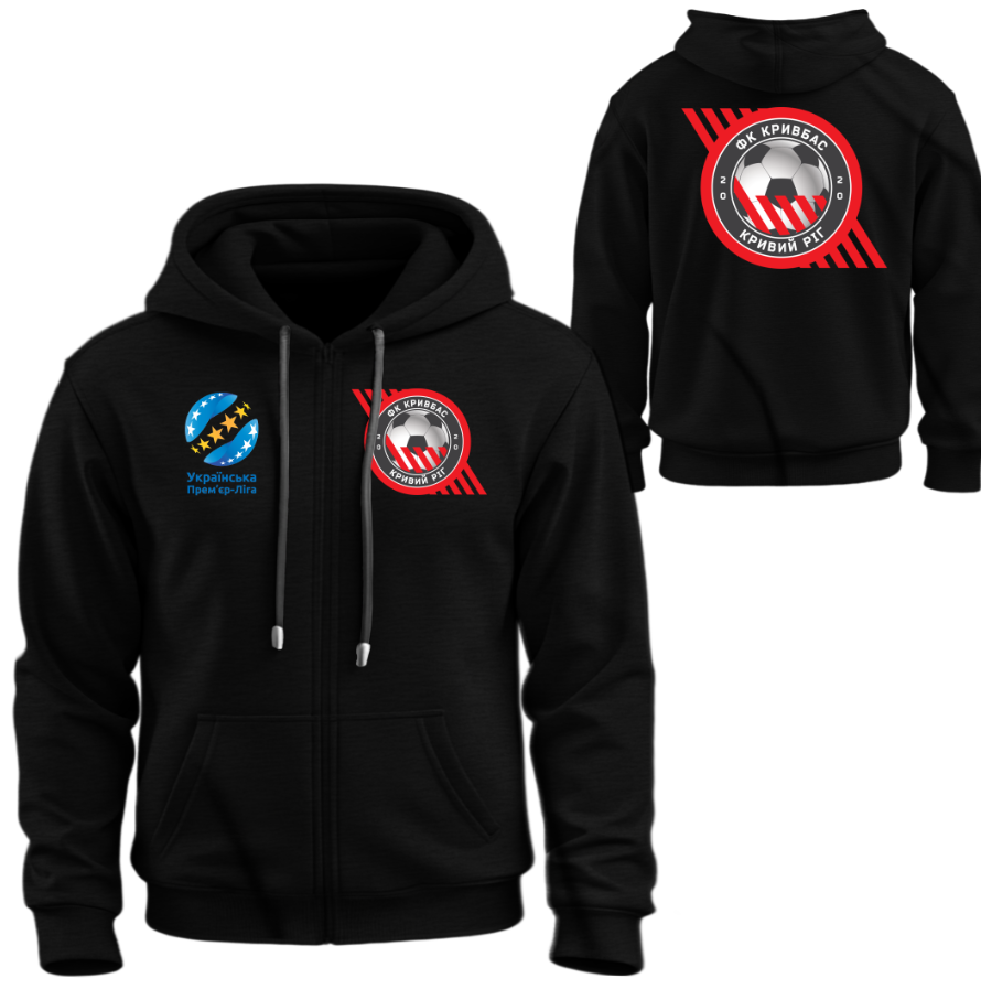Худі на блискавці Кривбас футбол клуб УПЛ ліга лого емблема ВСІ Розміри Преміум тканина