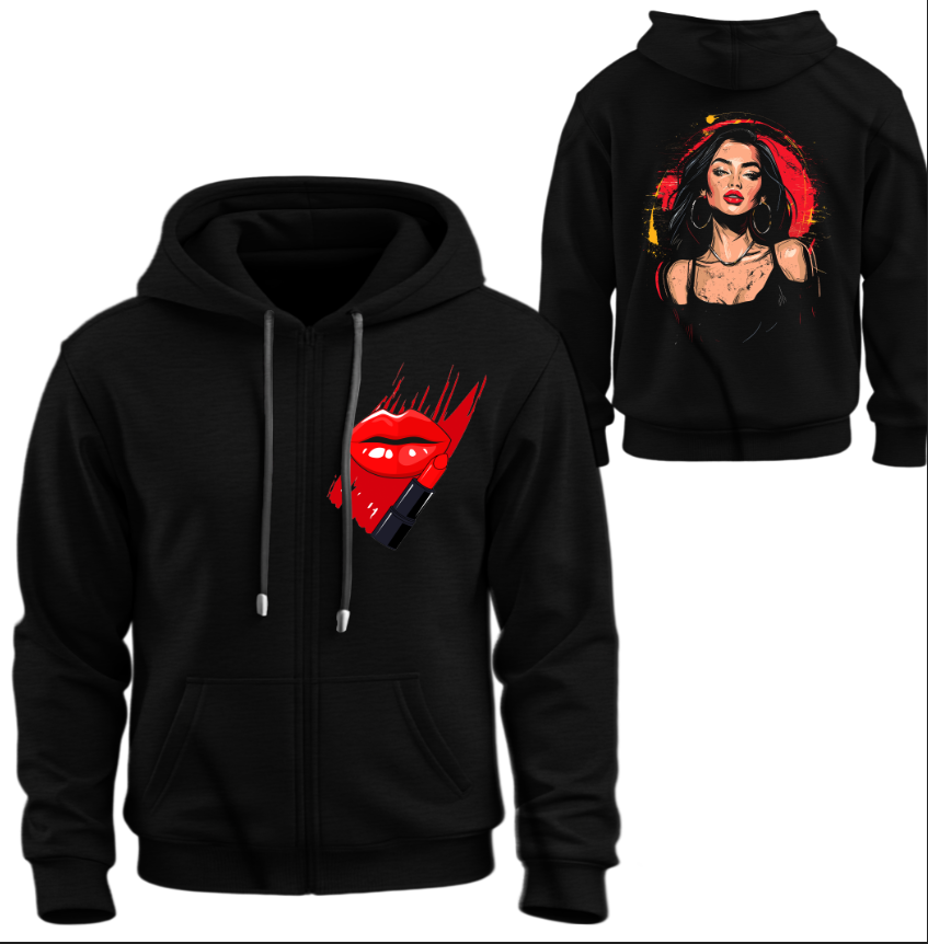 Худі на блискавці Красива дівчина арт губна помада ВСІ Розміри Преміум тканина
