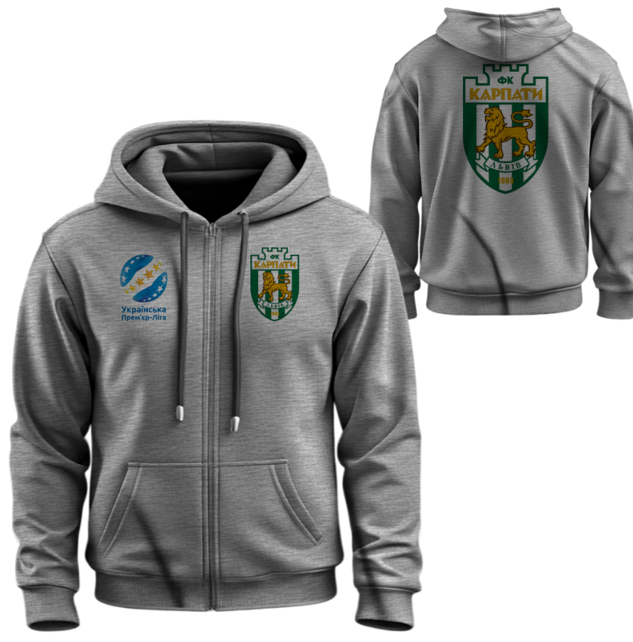 Худі на блискавці Карпати футбол клуб УПЛ ліга лого емблема ВСІ Розміри Преміум тканина