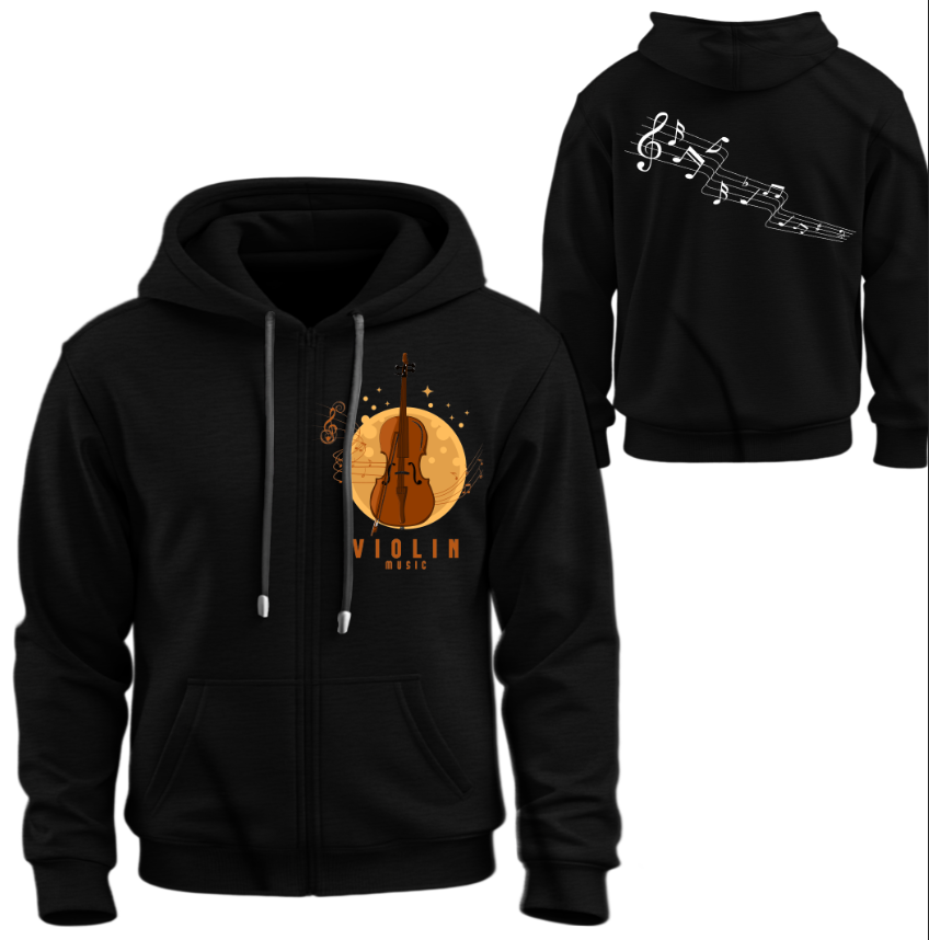 Худі на блискавці Віолончель музика класика ноти арт ВСІ Розміри Преміум тканина