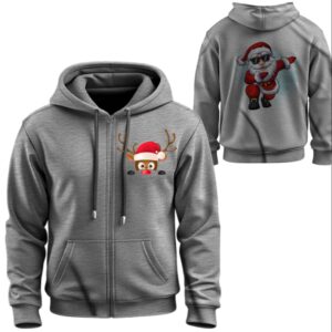 Худі на блискавці Веселий Санта з оленем Різдво ВСІ Розміри Преміум тканина