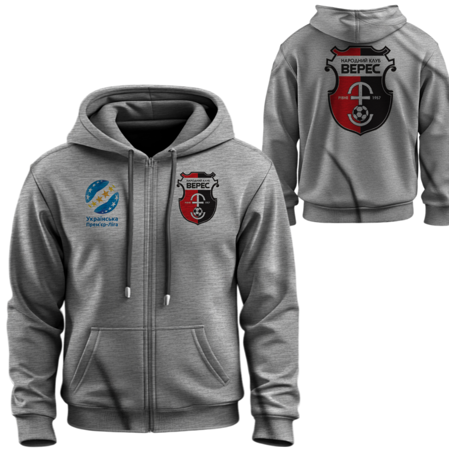 Худі на блискавці Верес футбол клуб УПЛ ліга лого емблема ВСІ Розміри Преміум тканина