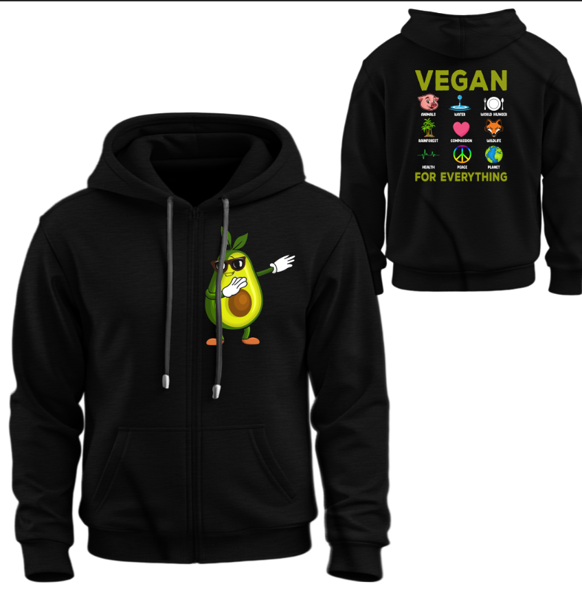 Худі на блискавці Веган факти прикольні написи авокадо ВСІ Розміри Преміум тканина
