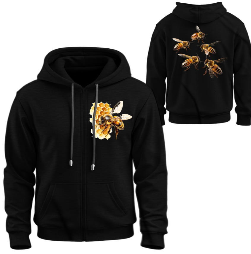 Худі на блискавці Бджілки соти вулик мед ВСІ Розміри Преміум тканина