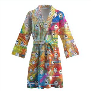 Халат Яскравий прикольний з смайликами емодзі теплий з принтом ВСІ розміри Преміум тканина