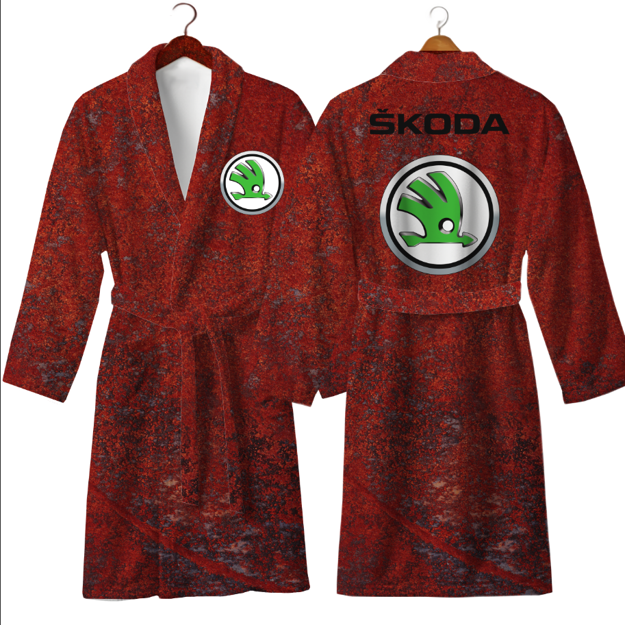 Халат Шкода емблема лого авто теплий з принтом ВСІ розміри Преміум тканина