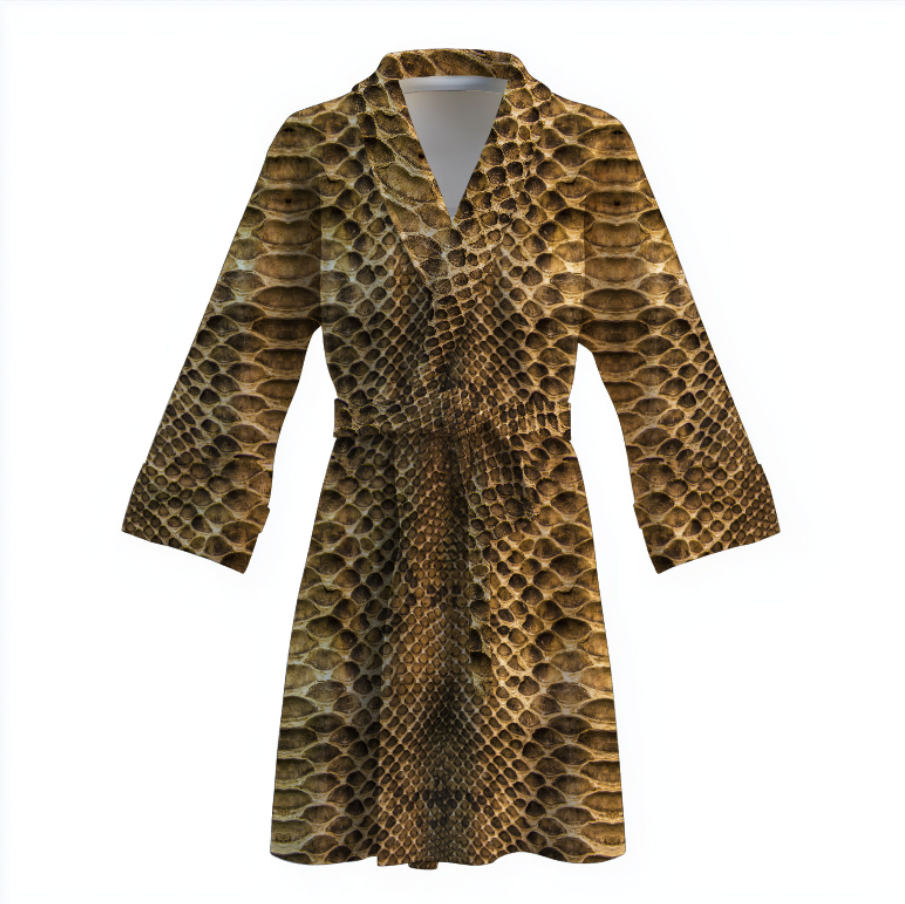 Халат Шкіра змії коричнева теплий з принтом ВСІ розміри Преміум тканина