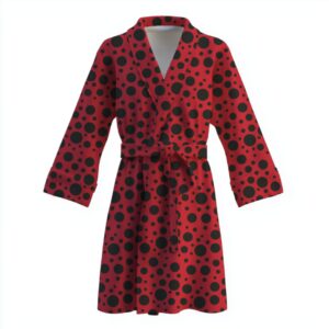 Халат Червоний з чорними крапочками сонечко леді баг фон теплий з принтом ВСІ розміри Преміум тканина