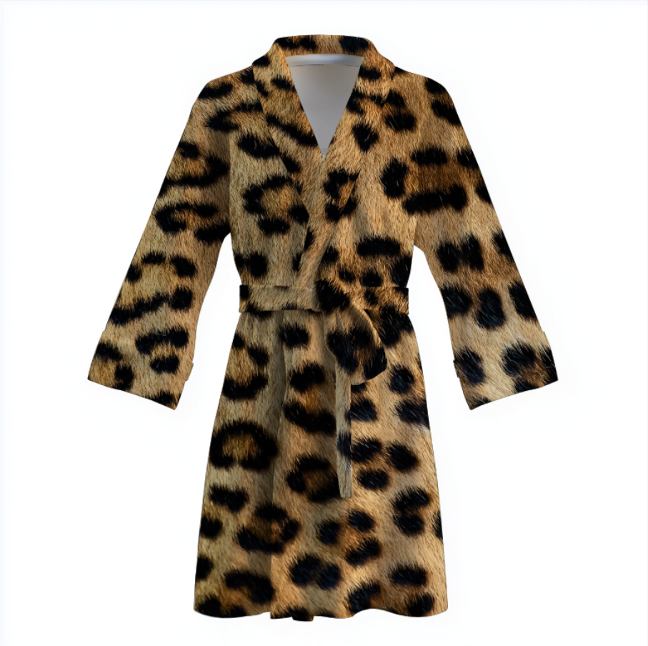 Халат Хутро вовна шерсть леопарда теплий з принтом ВСІ розміри Преміум тканина