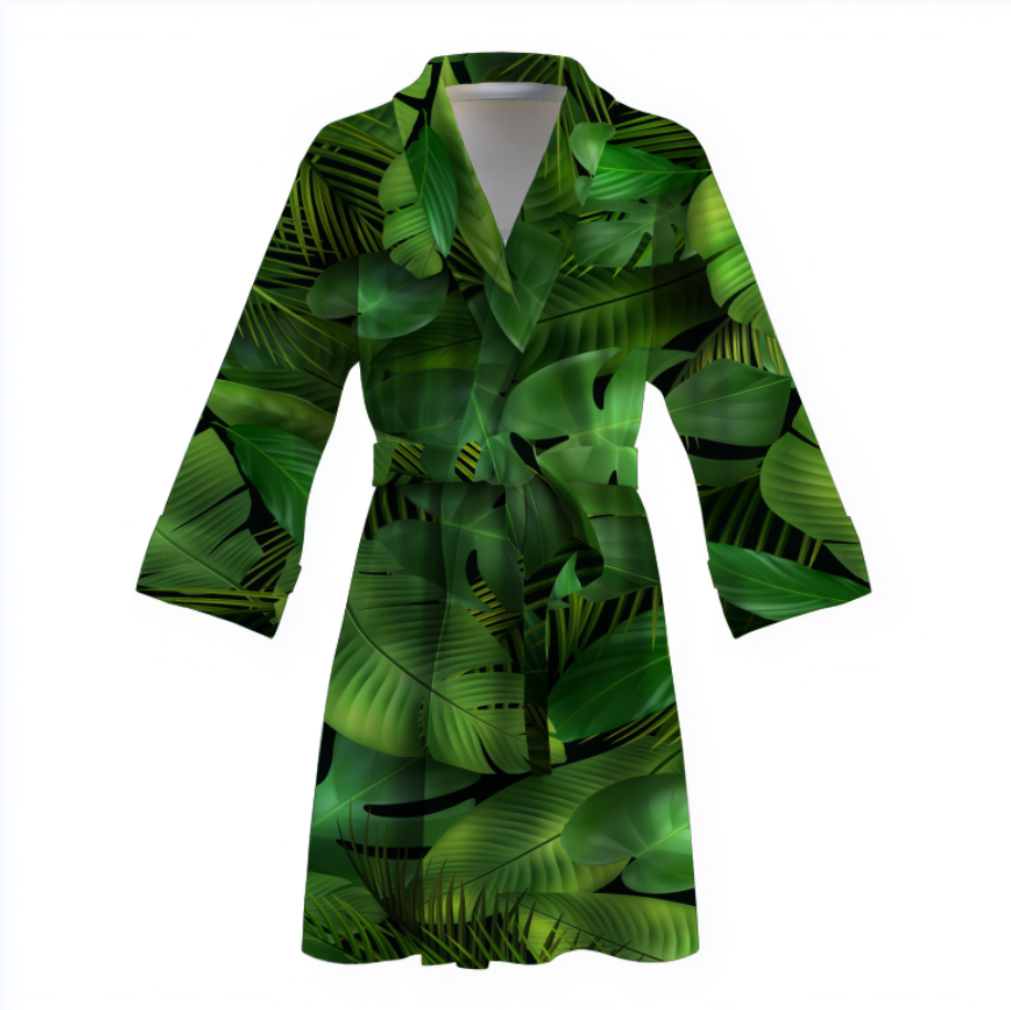 Халат Тропічні листя теплий з принтом ВСІ розміри Преміум тканина