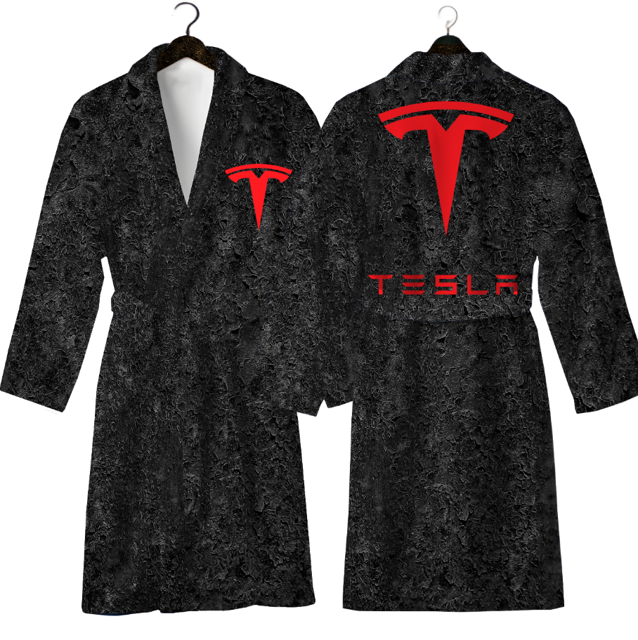 Халат Тесла емблема лого авто теплий з принтом ВСІ розміри Преміум тканина
