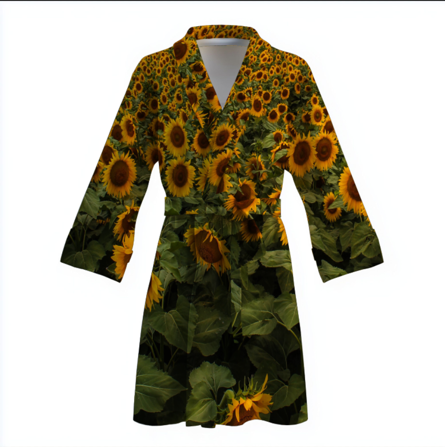 Халат Соняшникове поле теплий з принтом ВСІ розміри Преміум тканина