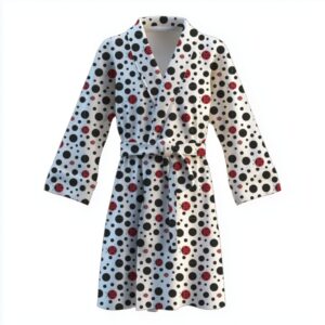 Халат Сонечко божа корівка білий фон чорними крапками теплий з принтом ВСІ розміри Преміум тканина