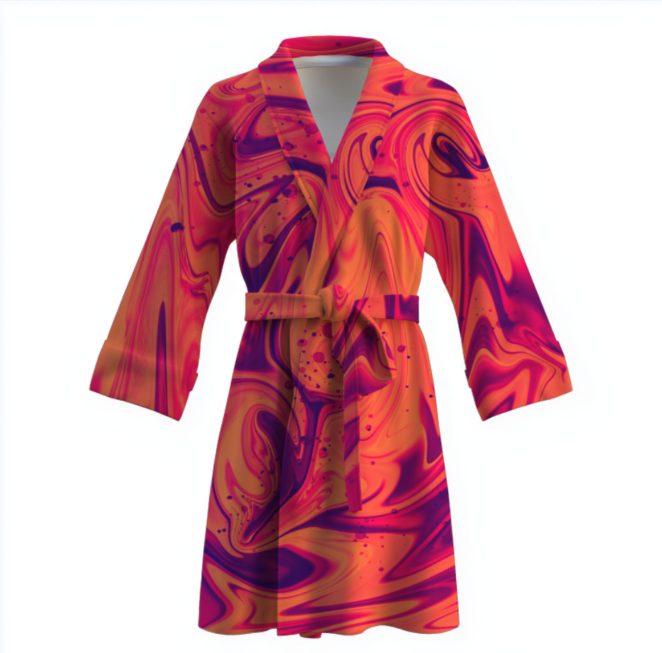 Халат Рідкий абстрактний фон фарба рожева теплий з принтом ВСІ розміри Преміум тканина