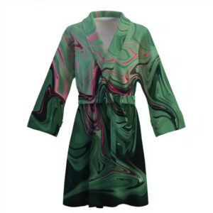 Халат Рідкий абстрактний фон фарба зелена теплий з принтом ВСІ розміри Преміум тканина