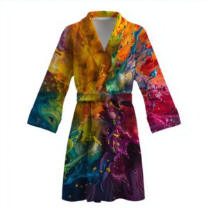 Халат Райдужні сплески рідких фарб теплий з принтом ВСІ розміри Преміум тканина