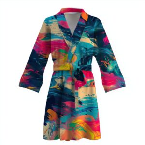 Халат Райдужні мазки фарб абстракція 1 теплий з принтом ВСІ розміри Преміум тканина