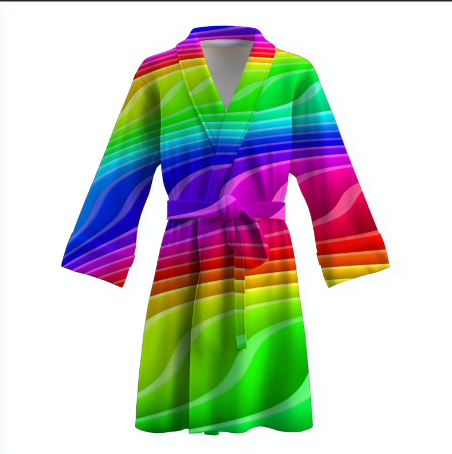 Халат Райдужні абстрактні хвилі теплий з принтом ВСІ розміри Преміум тканина