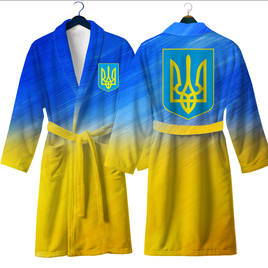 Халат Прапор тризуб Україна 3 теплий з принтом ВСІ розміри Преміум тканина