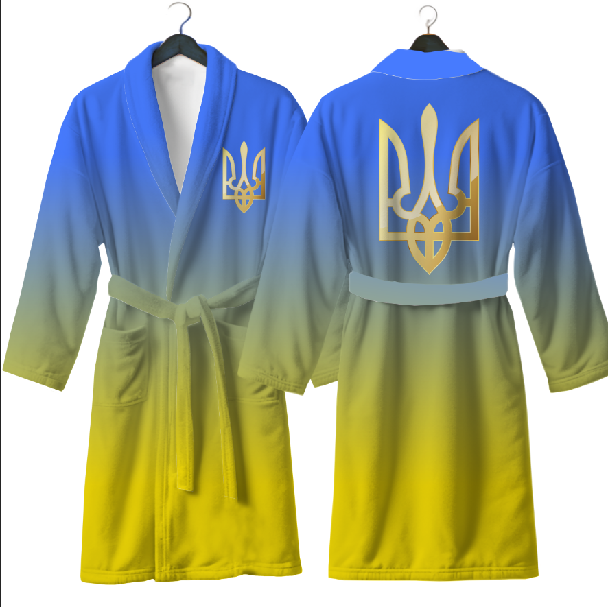 Халат Прапор тризуб Україна 2 теплий з принтом ВСІ розміри Преміум тканина