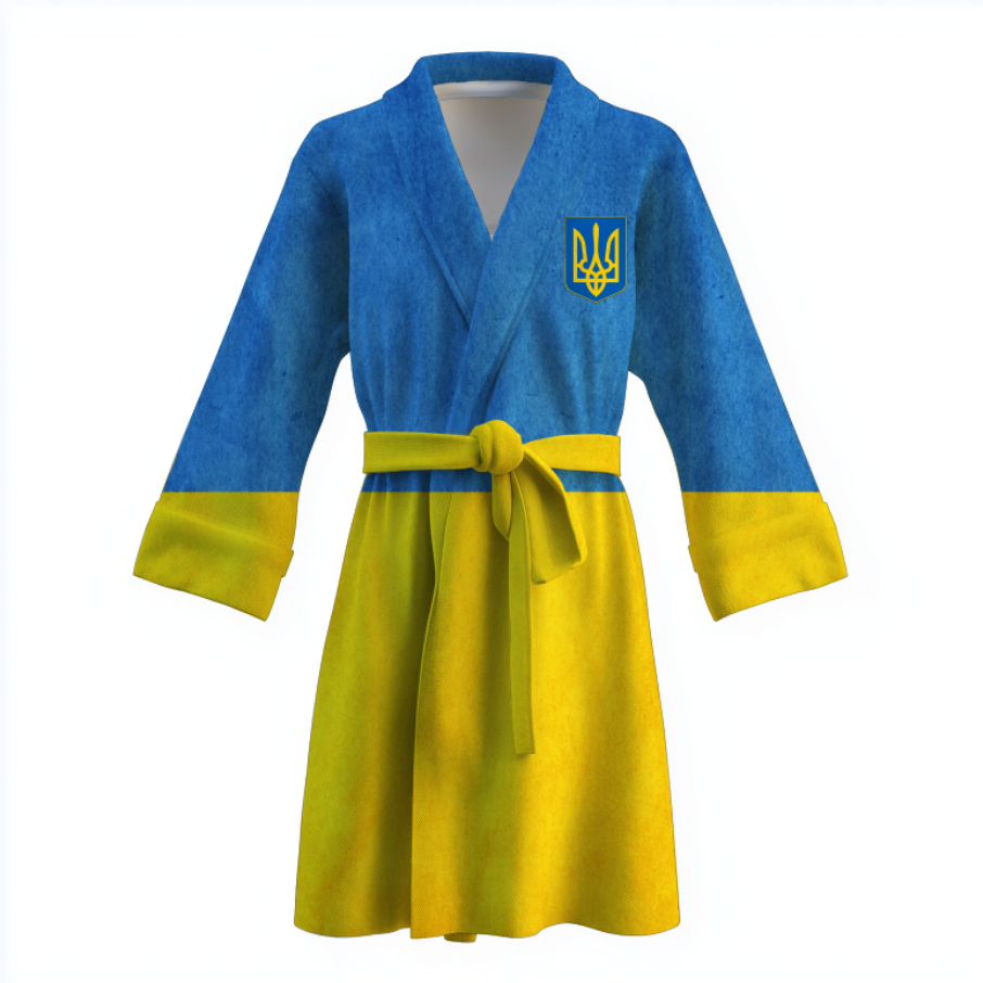 Халат Прапор тризуб Україна теплий з принтом ВСІ розміри Преміум тканина