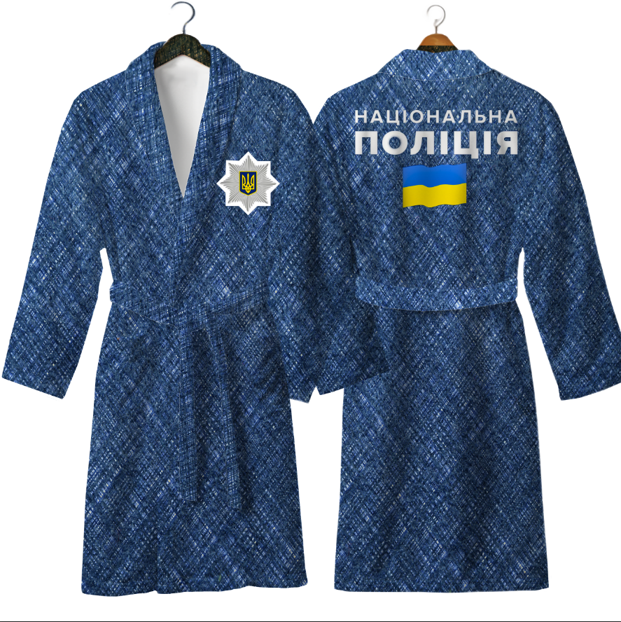 Халат Поліція України емблема прапор теплий з принтом ВСІ розміри Преміум тканина