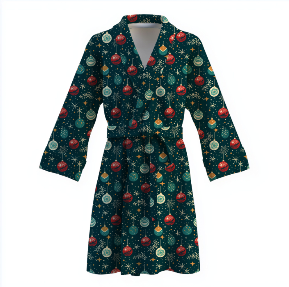 Халат Новорічний різдвяний з сніжинками ялинками 2 теплий з принтом ВСІ розміри Преміум тканина