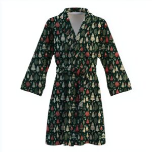 Халат Новорічний різдвяний з сніжинками ялинками 1 теплий з принтом ВСІ розміри Преміум тканина