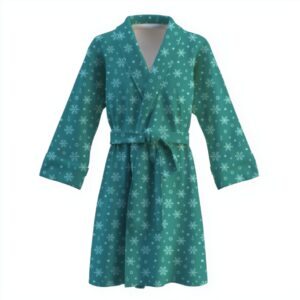 Халат Новорічний різдвяний з сніжинками салатовий фон теплий з принтом ВСІ розміри Преміум тканина