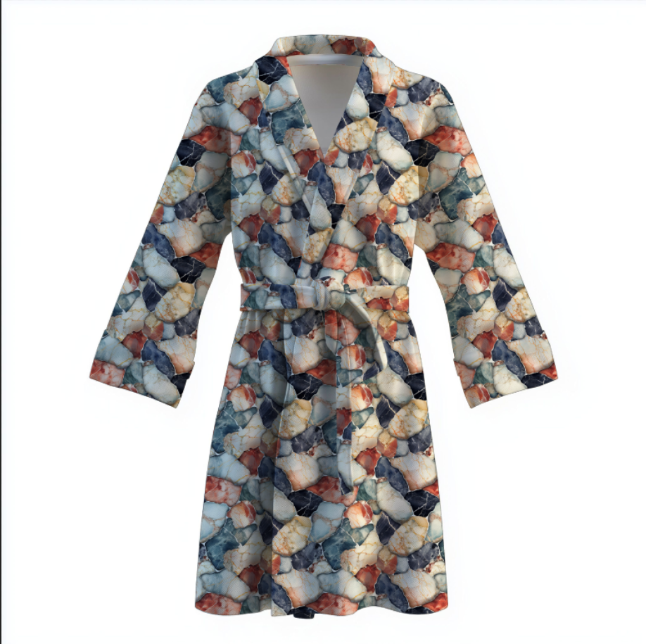Халат Мармур текстура камінці барвисті теплий з принтом ВСІ розміри Преміум тканина
