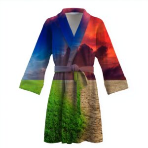 Халат Контрастна природа жива і мертва пустеля зелене поле теплий з принтом ВСІ розміри Преміум тканина