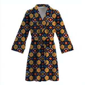 Халат Квіткові мексиканські візерунки орнаменти 1 теплий з принтом ВСІ розміри Преміум тканина