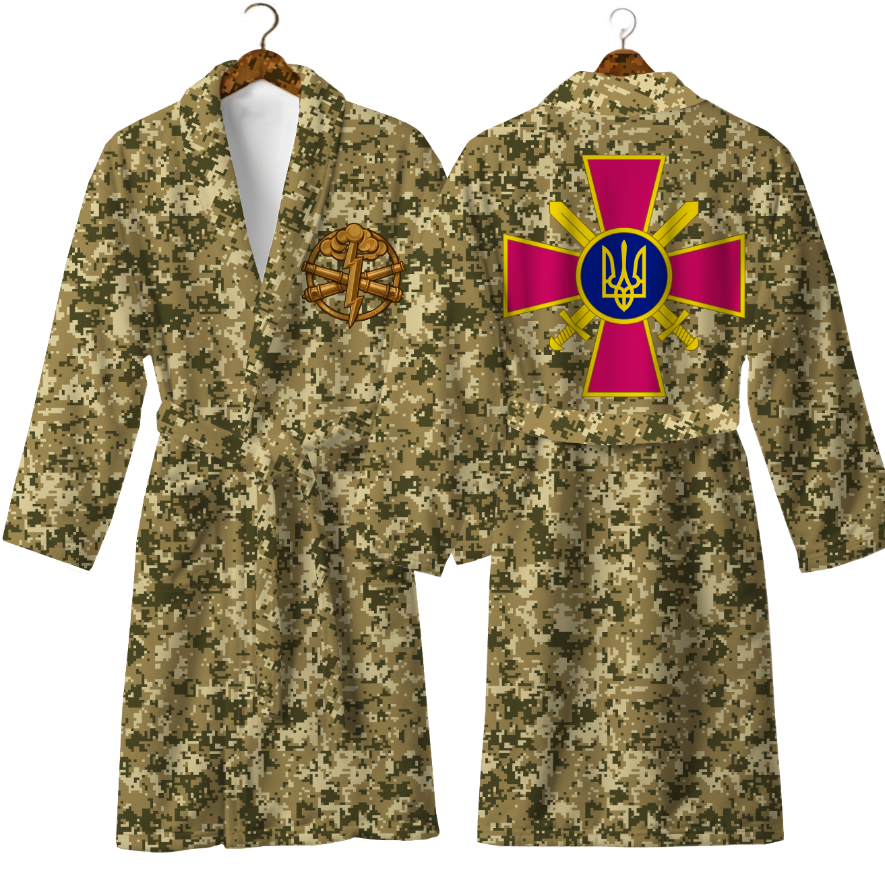 Халат ЗСУ піксель сухопутні війська ракетні емблема знак теплий з принтом ВСІ розміри Преміум тканина