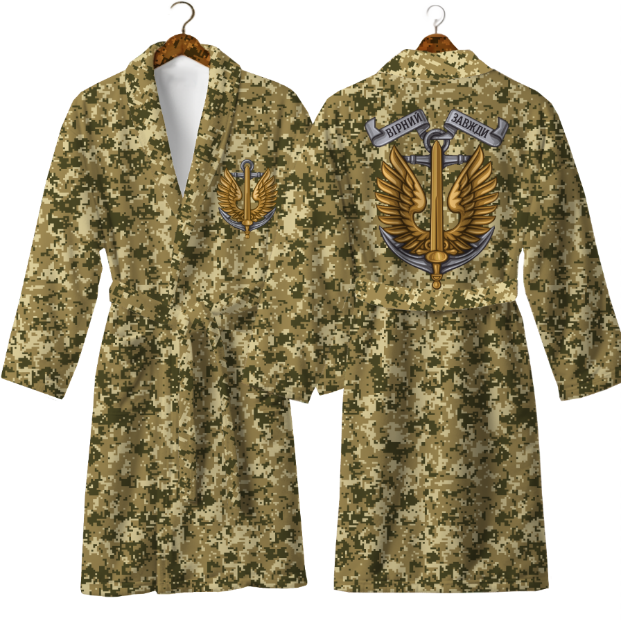 Халат ЗСУ піксель морська піхота емблема знак тризуб ВМС теплий з принтом ВСІ розміри Преміум тканина